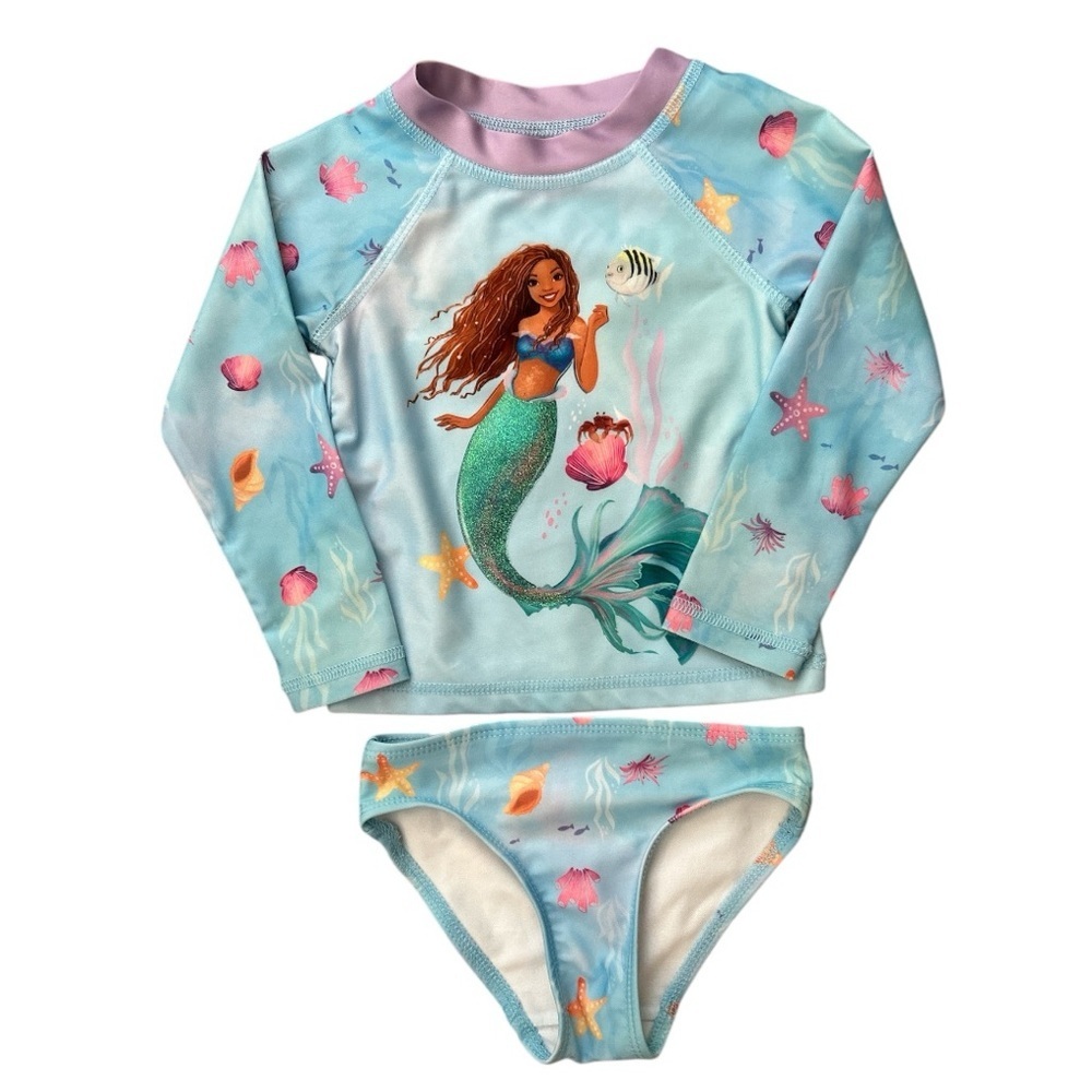 Disney The Little Long Sleeve Rash Guard & Swim Bottoms Swimsuit Beach
